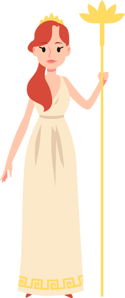 Woman or Hera Greek Goddess holding golden staff