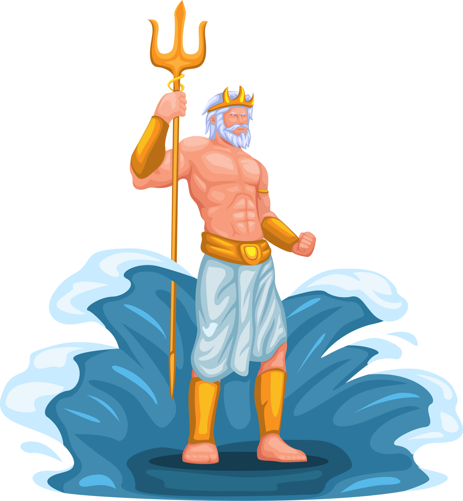 Poseidon God of Sea and Water figure character ancient greek god mythology illustration