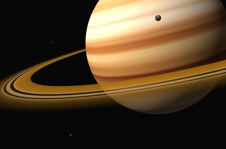 Saturn and a Moon of Saturn